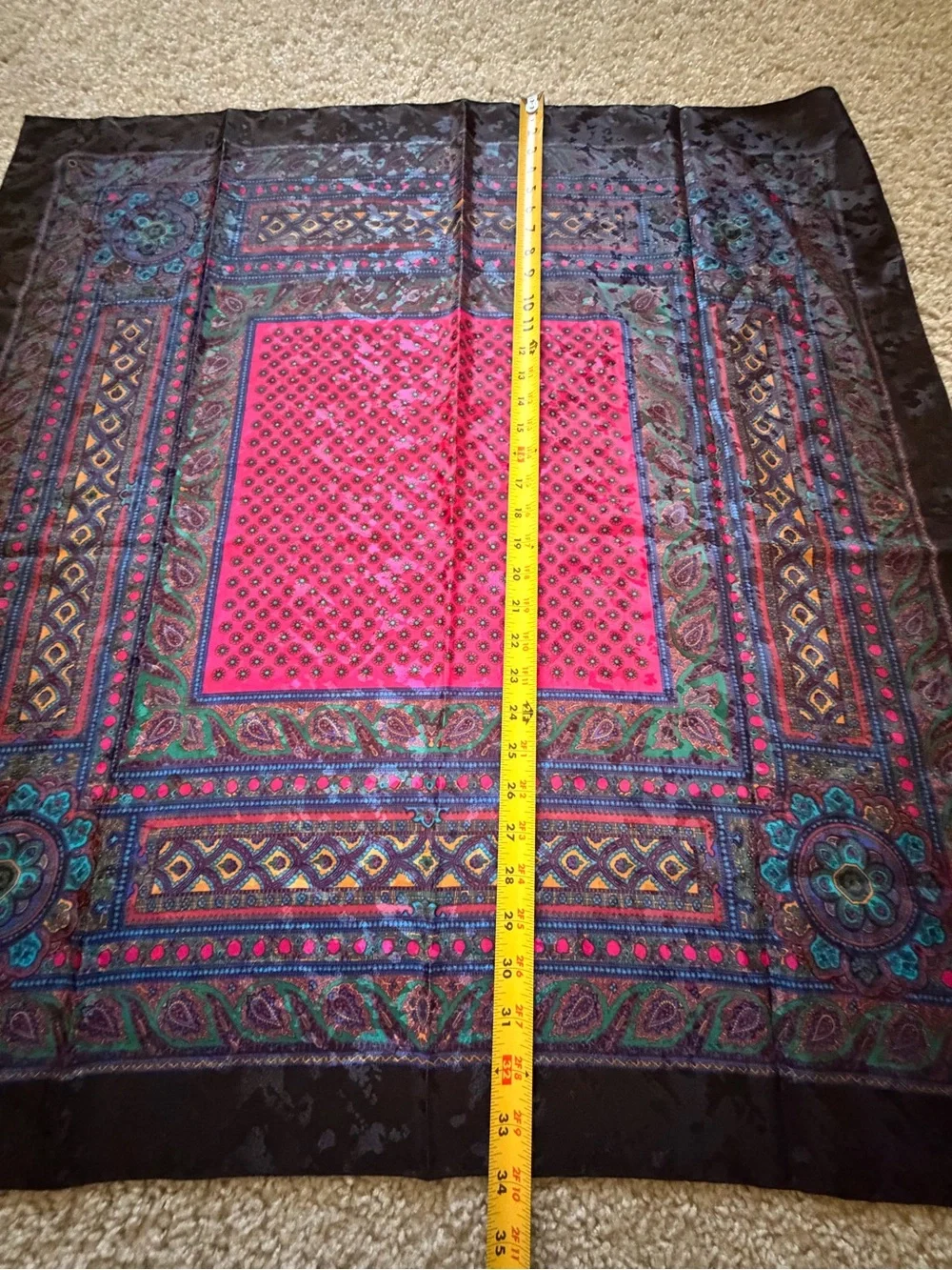 Stylish Paisley Square Accent Scarf - Pink and Black